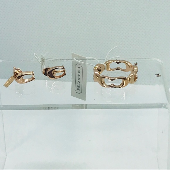 Coach Signature C in Earrings & Ring in Rose Gold - Picture 6 of 8
